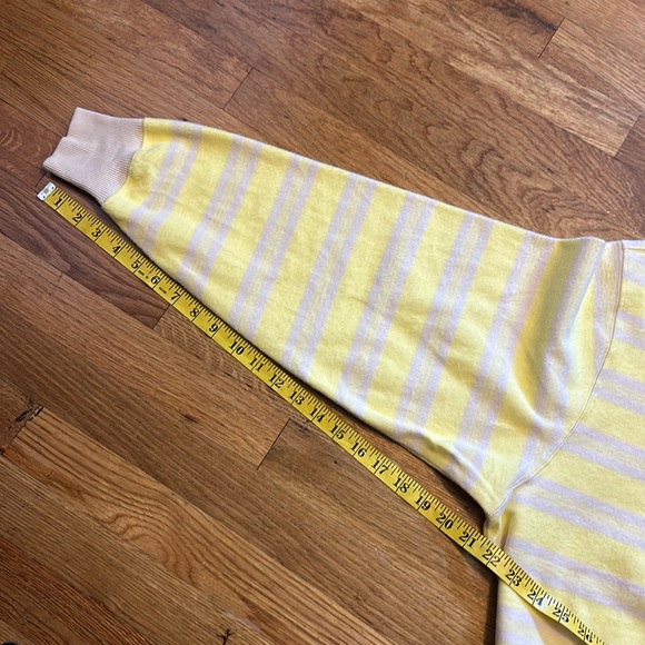 Urban Outfitters Mens Small Striped Pullover Yellow Crewneck Sweatshirt Preppy - Picture 5 of 8